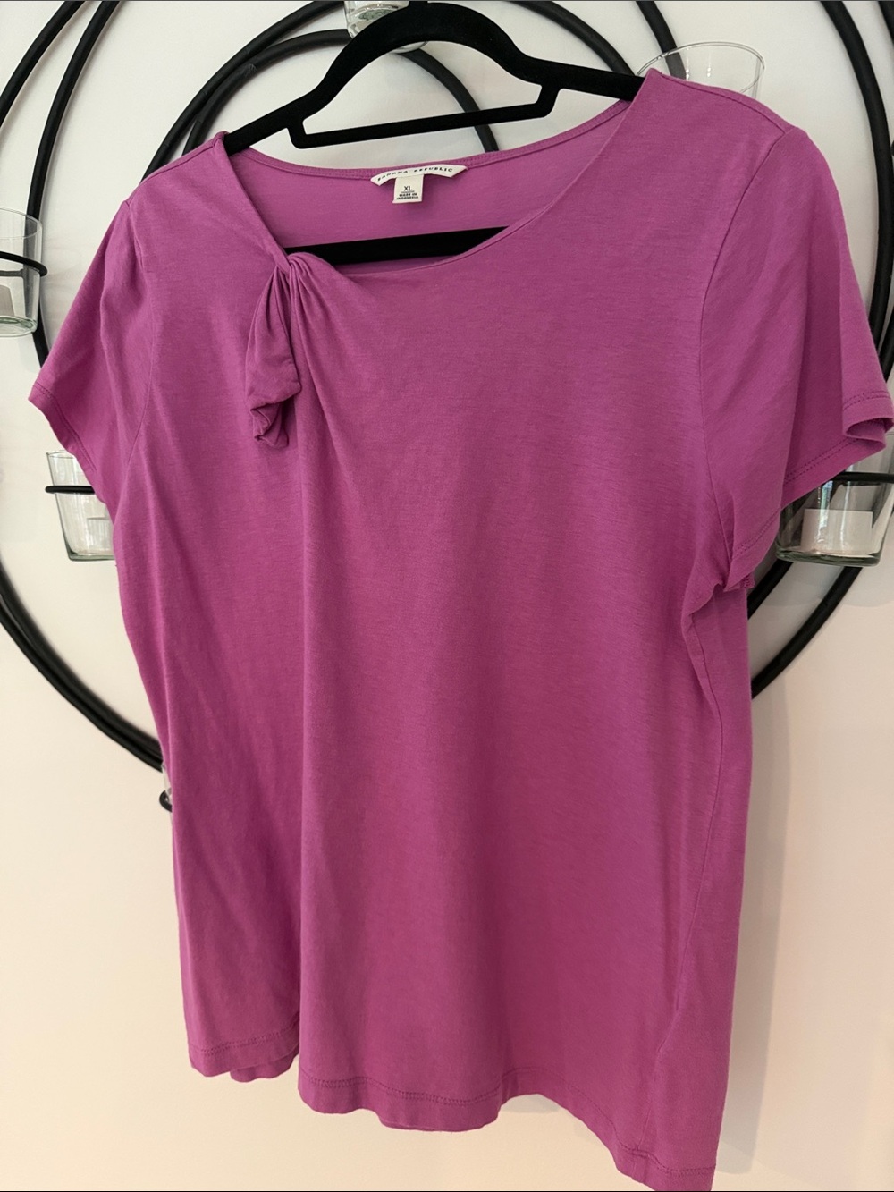 Banana Republic Fuchsia Short Sleeve Knot-Detail Tee